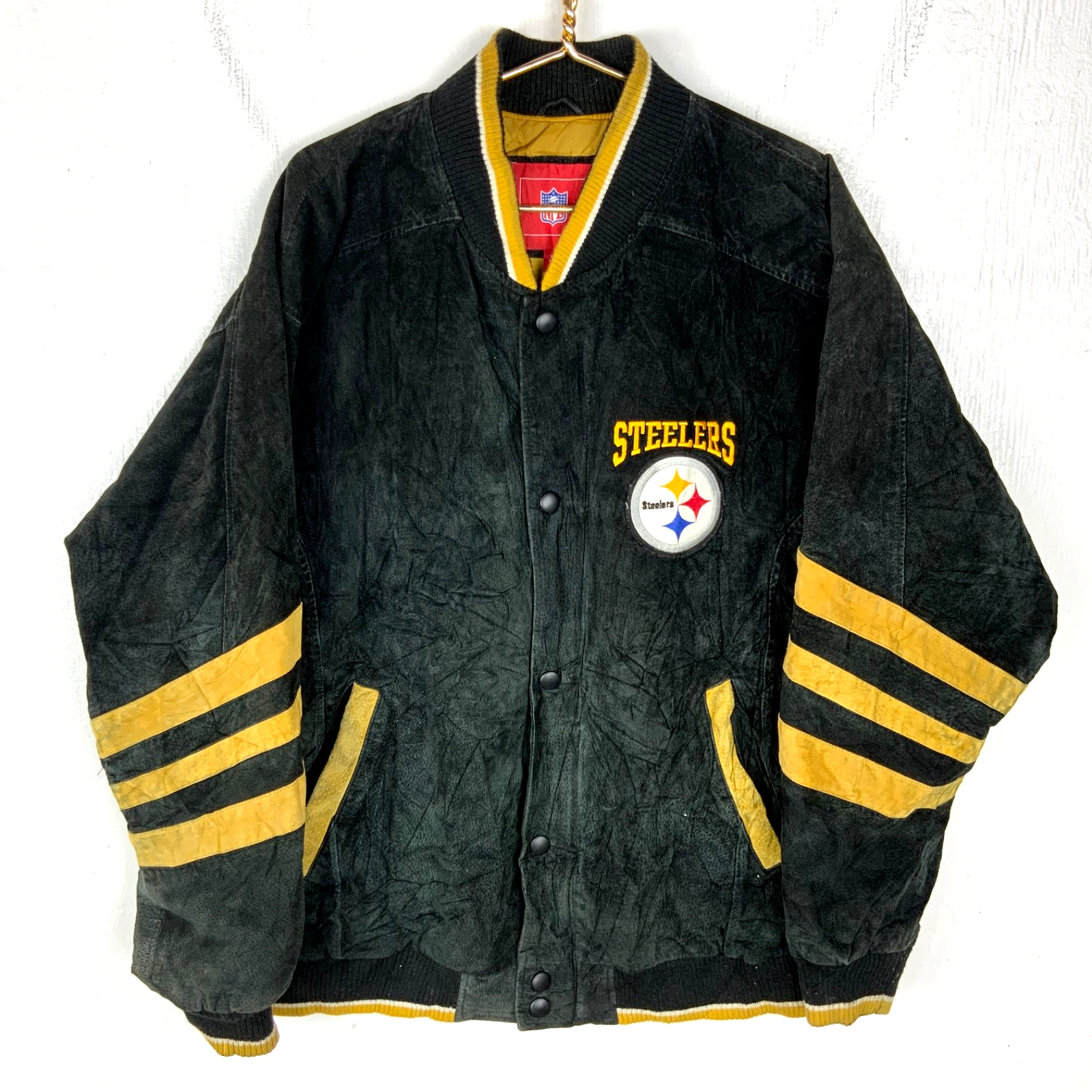 Vintage Pittsburgh Steelers Leather Varsity Bomber Jacket XL Nfl