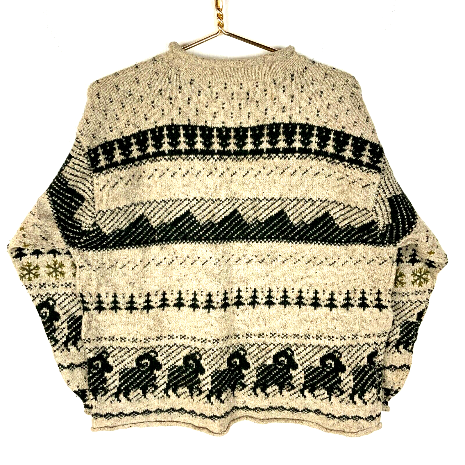 Vintage Woolrich Knit Wool Sweater Women’s Medium Beige Rolled Neck Sheep