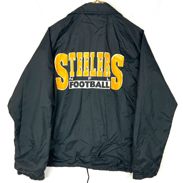 Vintage Pittsburgh Steelers Windbreaker Jacket Large Lined Snap Button Nfl 1980s