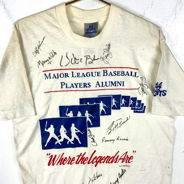 Vintage Mlb Players Alumni T-shirt Large White Autogrpahed Barry Bonds