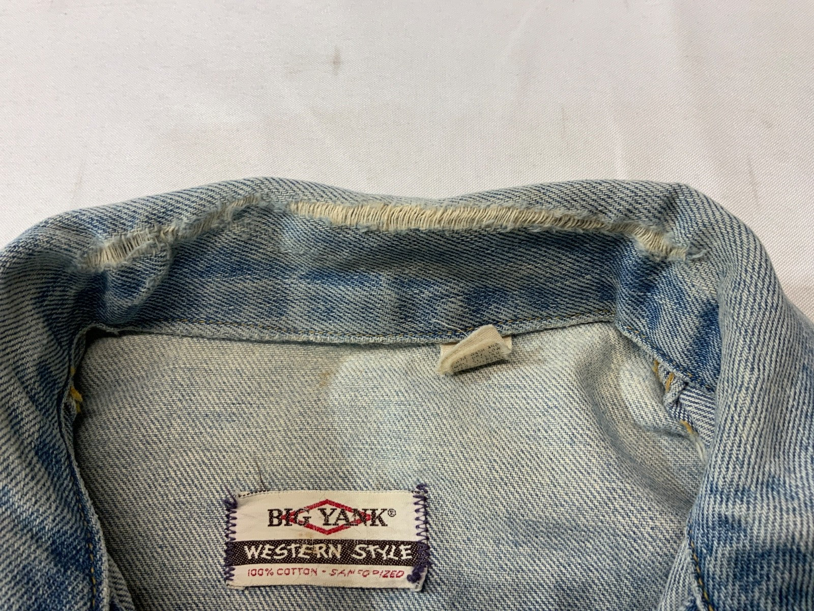 Vintage 1970s Big Yank Western Style Denim Jean Jacket Small Blue Snap Button