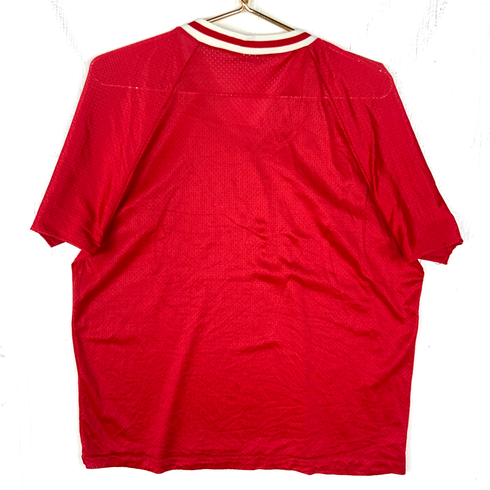 Vintage Wisconsin Badgers Jersey Large Champion Red Ncaa 1970s Blue Bar Mesh