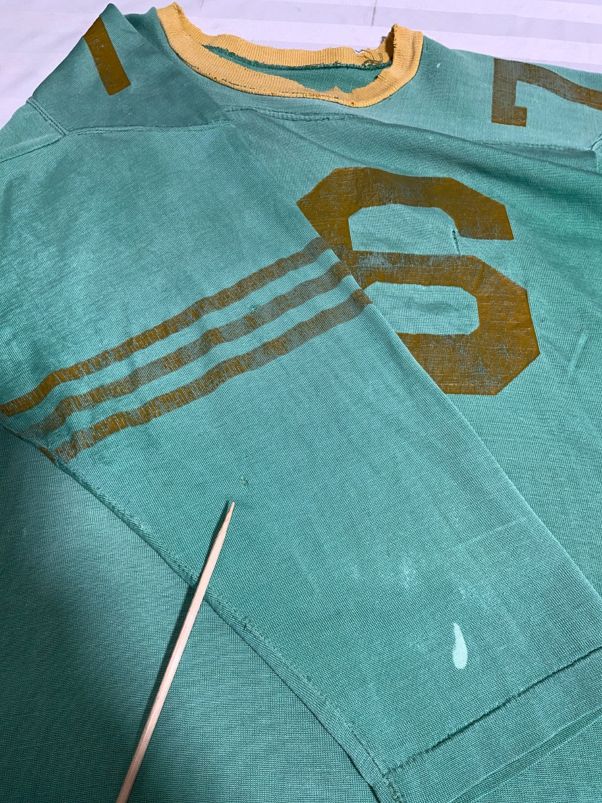 Vintage Champion Durene Jersey Large Green 3/4 Sleeve Football 1960s