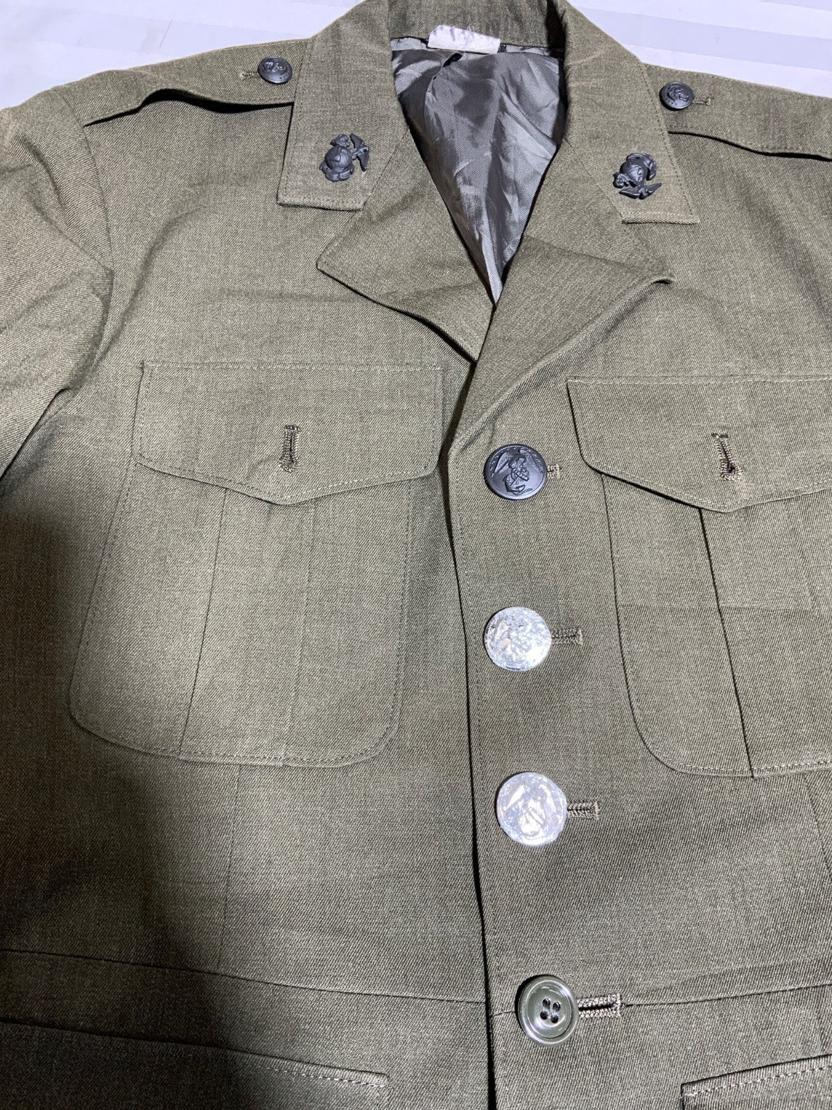 Vintage Us Army Blazer Jacket Size XS Green Button Up Usmc