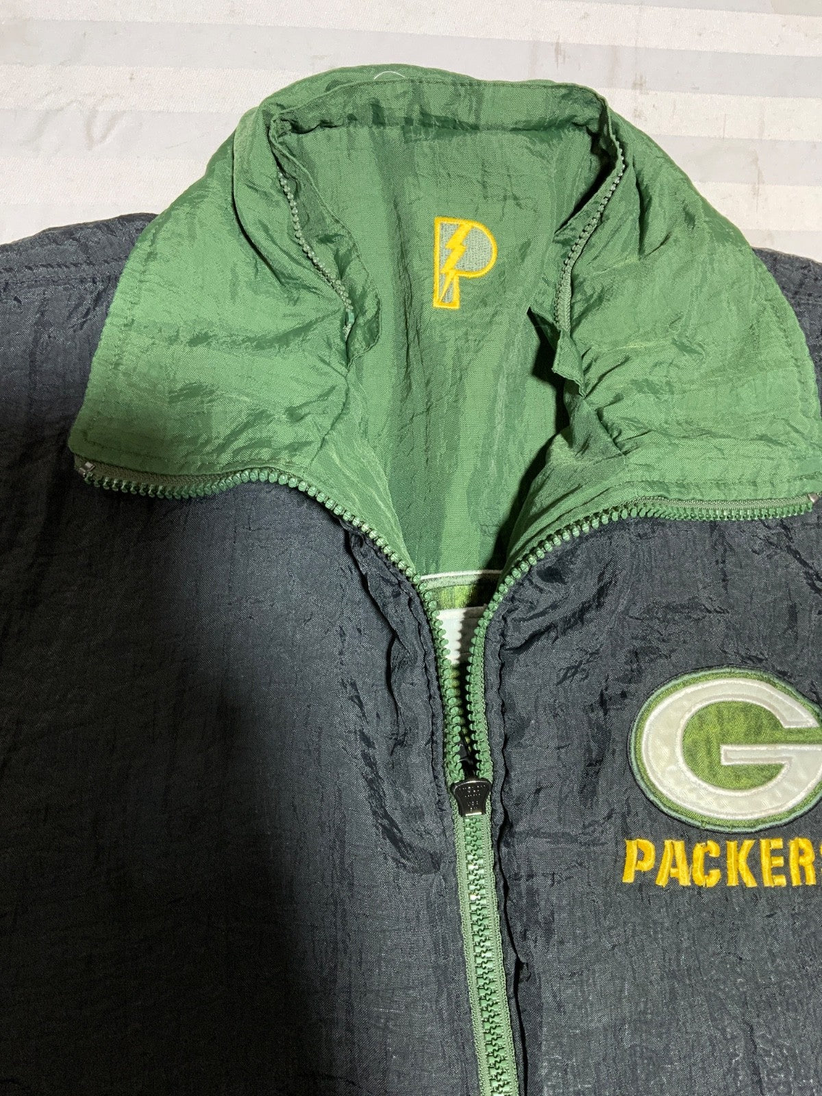 Vintage Green Bay Packers Pro Player Jacket Large Reversible Puffer Full Zip Nfl