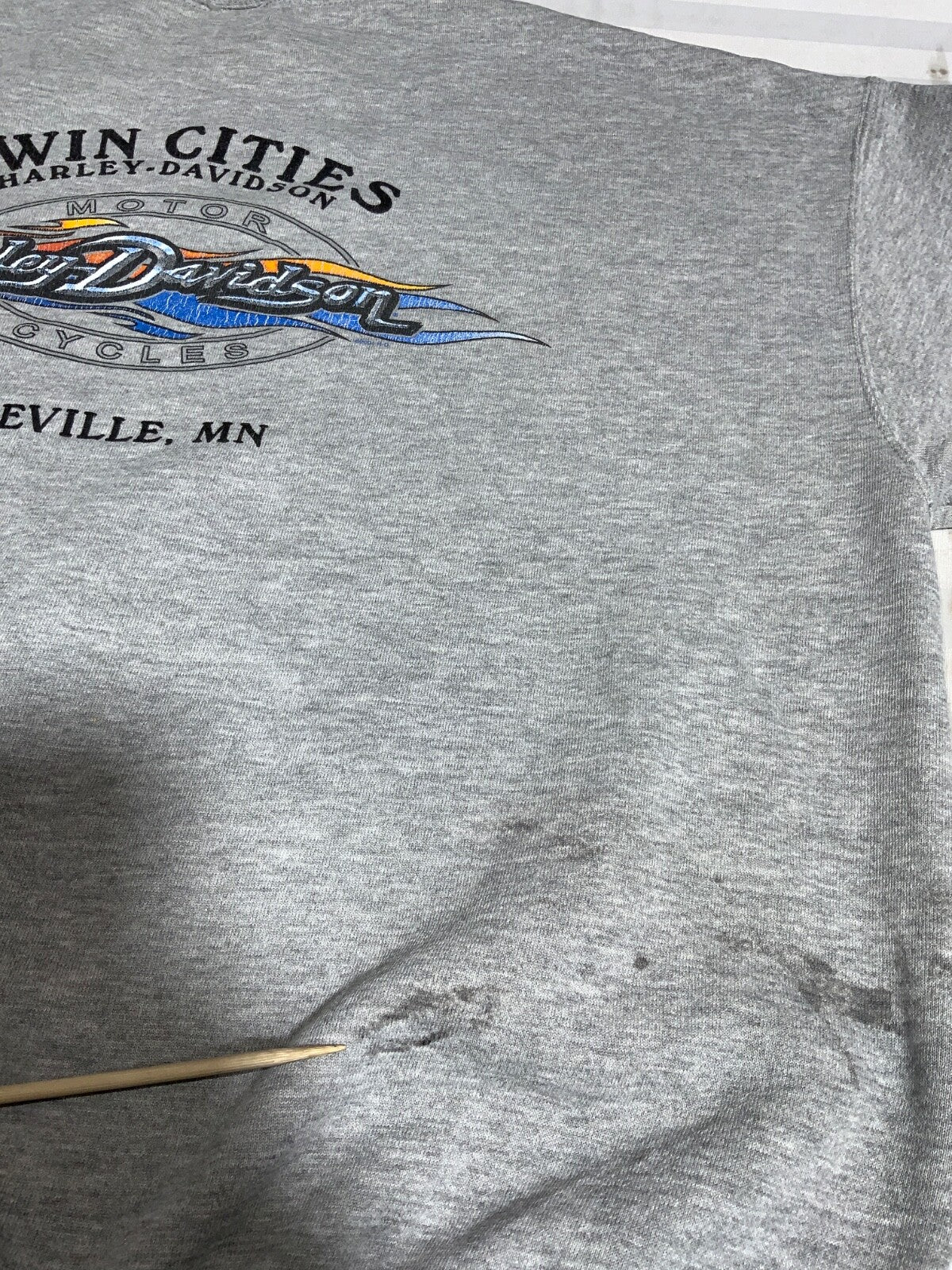 Vintage Harley Davidson Sweatshirt Crewneck 2XL Gray Y2K Twin Cities Minnesota