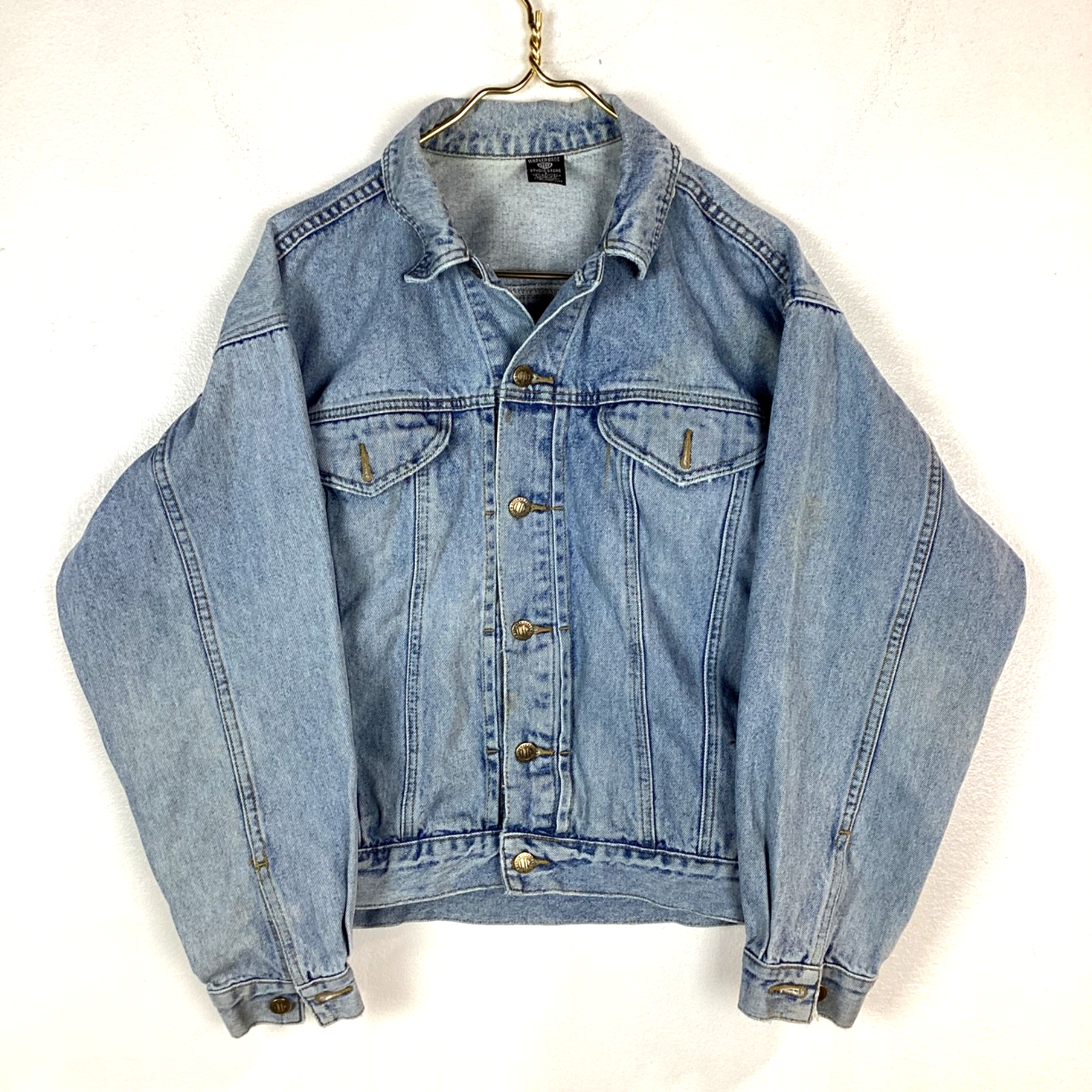 Vintage Looney Tunes Denim Jean Jacket Size Small Blue Taz Warner Bros 90s