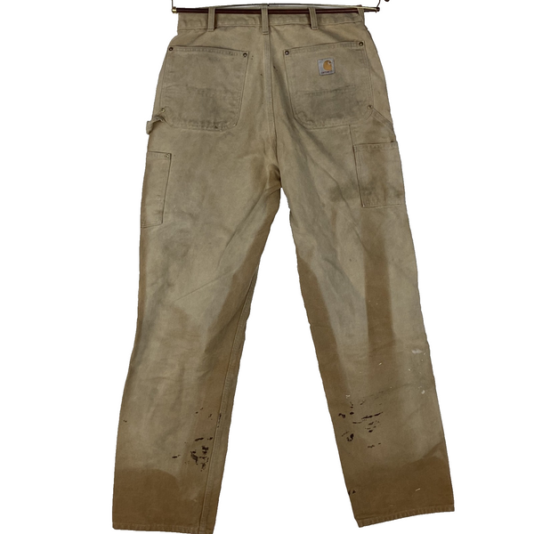 Vintage Carhartt Double Knee Dungaree Pant 33 X 36 B01 Made Usa Brown Duck
