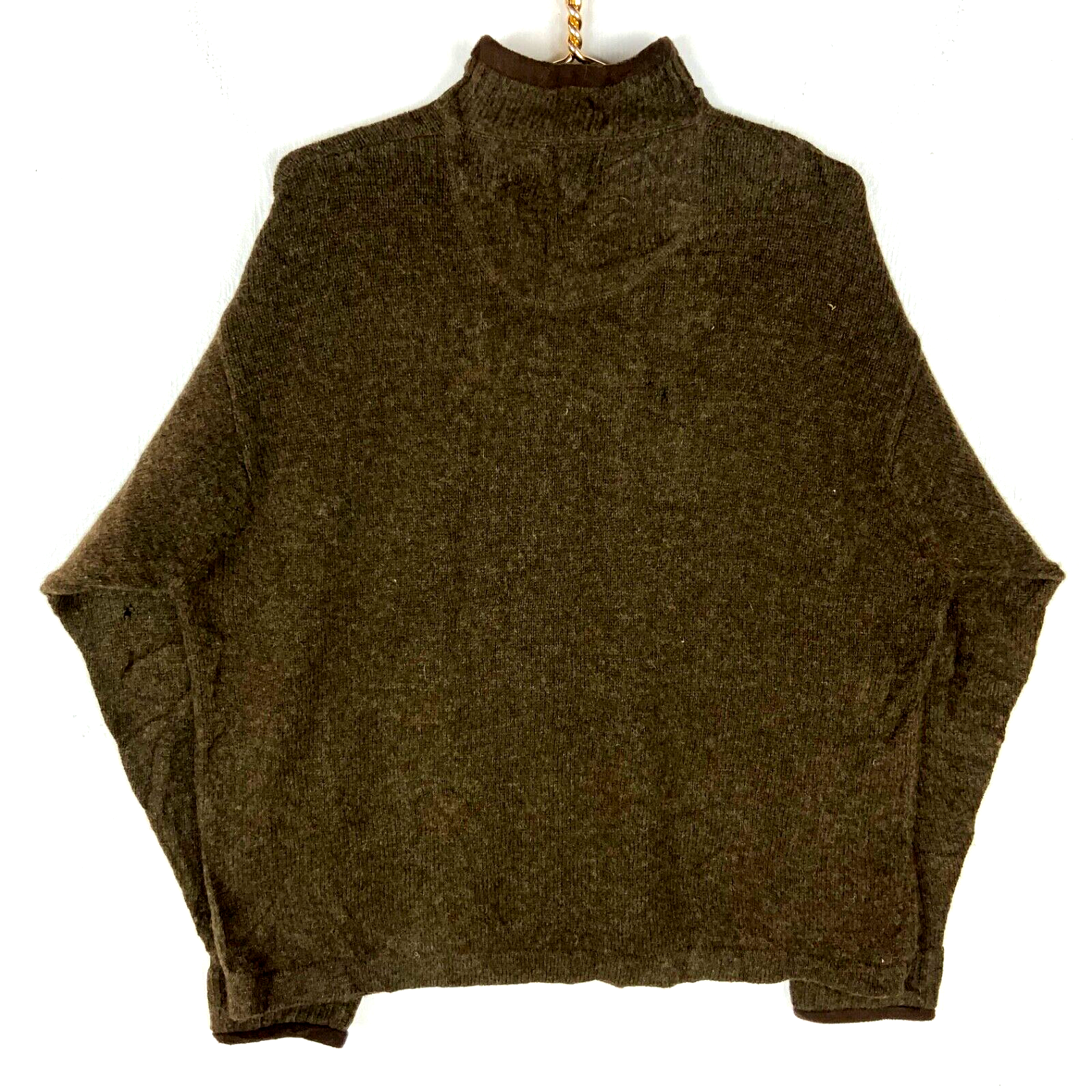 Vintage Woolrich Knit Wool Sweater XL Brown 1/4 Zip 90s