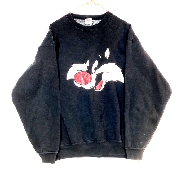 Vintage Sylvester The Cat Sweatshirt Crewneck Size Large Black Usa Acme