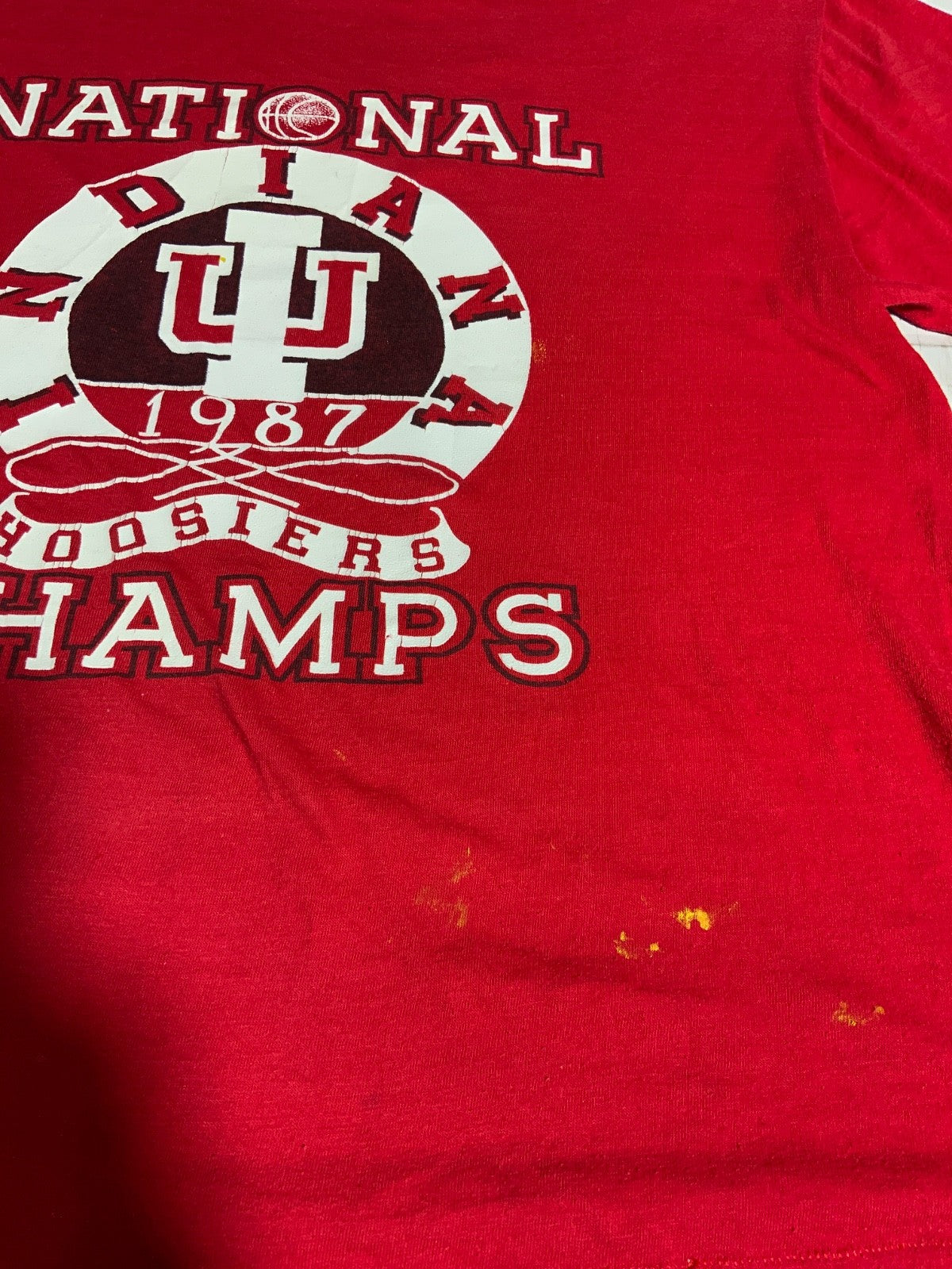 Vintage Indiana Hoosiers T-Shirt Large Made Usa Ncaa Basketball 1987 Champs 80s