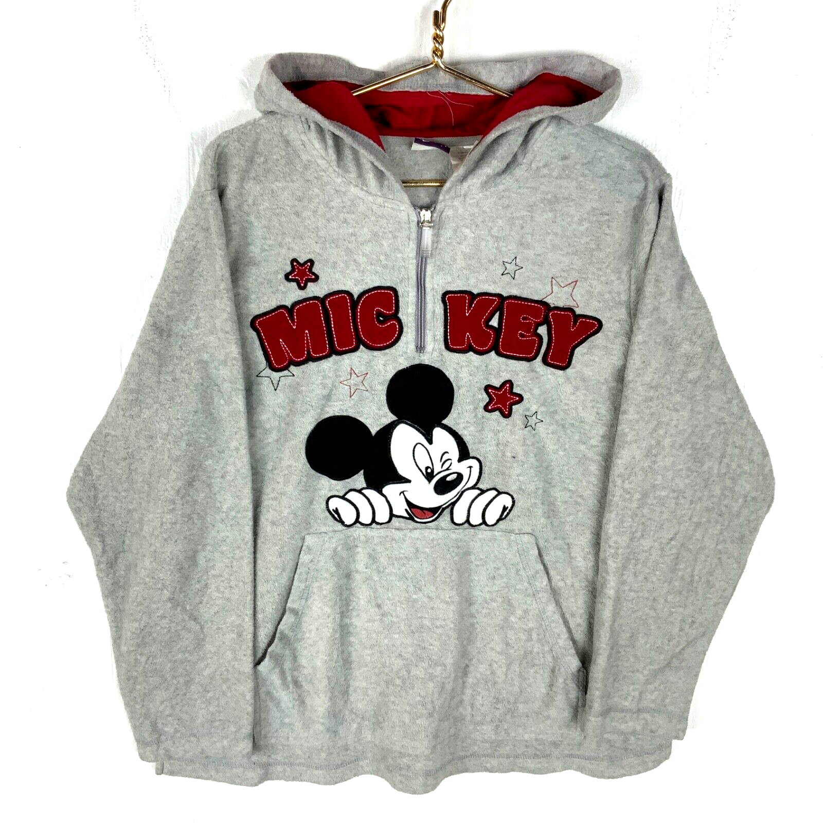 Vintage Disney Mickey Mouse Fleece Sweater Jacket Women’s 2XL Gray 1/4 Zip