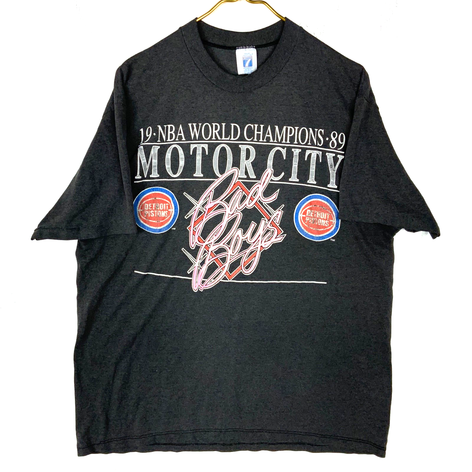 Vintage Detroit Pistons Logo 7 T-Shirt XL Bad Boys Motor City 1989 Nba Champ 80s