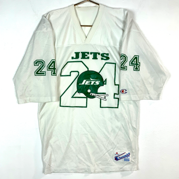 Vintage New York Jets Jersey Medium Champion White Nfl Football Made Usa 1980s