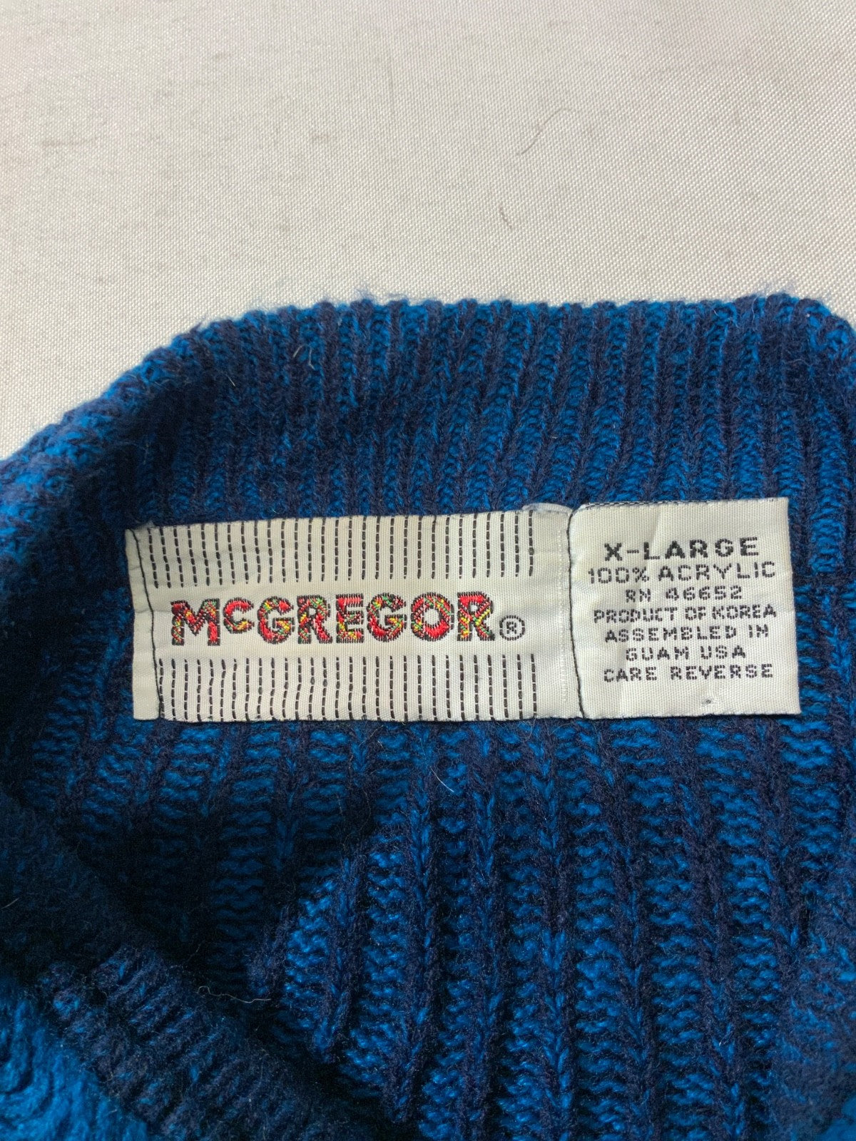 Vintage 1990s Grandpa Knit Sweater XL Blue Crewneck Pattern