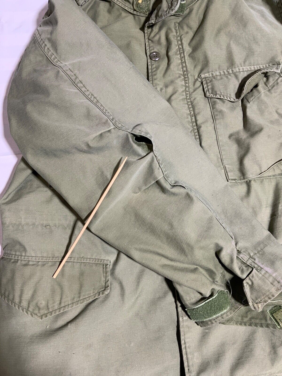 Vintage Military Og-107 Jacket Medium Green Full Zip Distressed Vietnam Era 60s