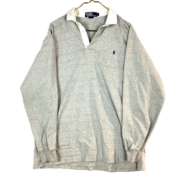 Vintage Polo Ralph Lauren Polo Collar Shirt Size large Gray Long Sleeve