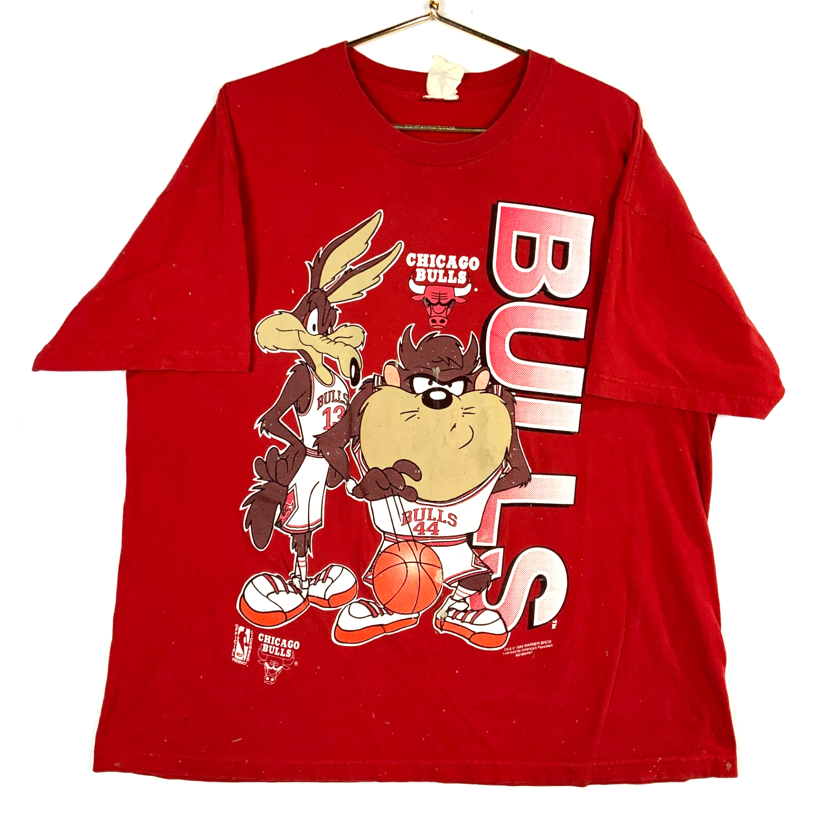 Vintage Chicago Bulls Looney Tunes T-shirt 2XL Nba 1994 Taz Wile E Coyote 1990s