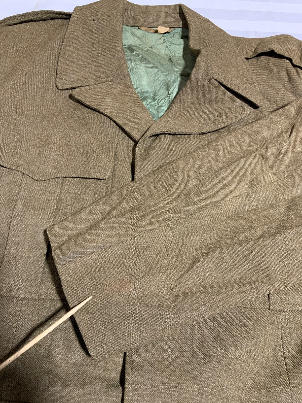 Vintage Us Army Wool M-1950 Jacket Small Brown Button Up Ww2 1953
