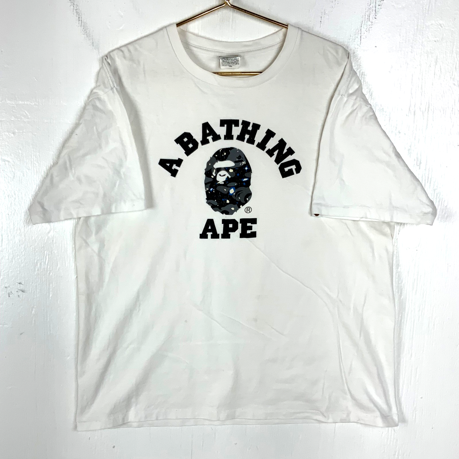 Bape Space Camo College T-Shirt 2XL White Single Stitch
