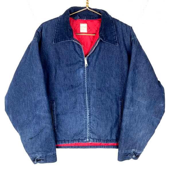 Vintage 1980s JC Penney Denim Jean Jacket 2XL Blue Full Zip Lined Usa