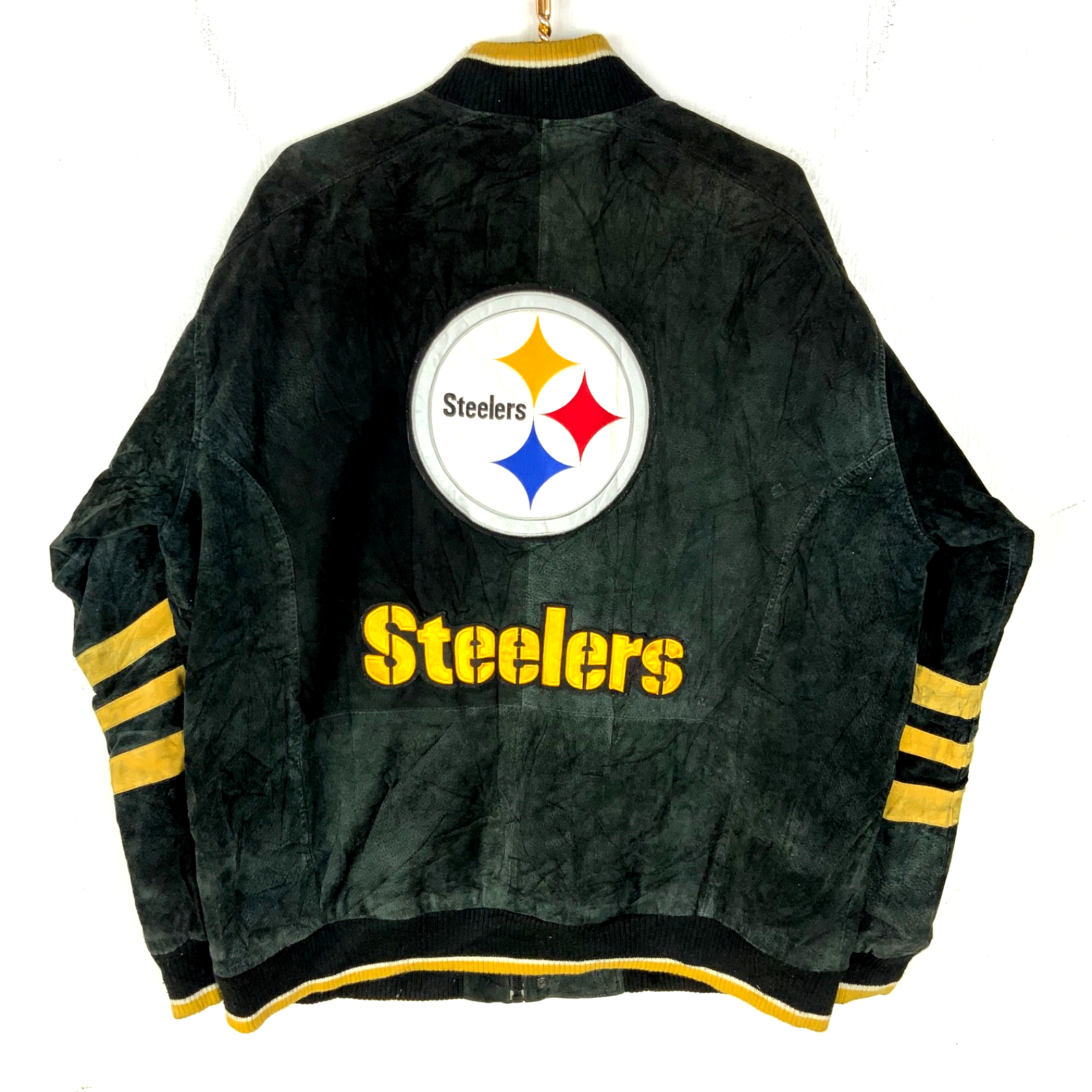 Vintage Pittsburgh Steelers Leather Varsity Bomber Jacket XL Nfl