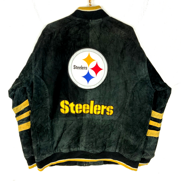Vintage Pittsburgh Steelers Leather Varsity Bomber Jacket XL Nfl
