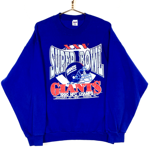 Vintage New York Giants Super Bowl Sweatshirt Hoodie Size XL Blue Nfl 80s 90s