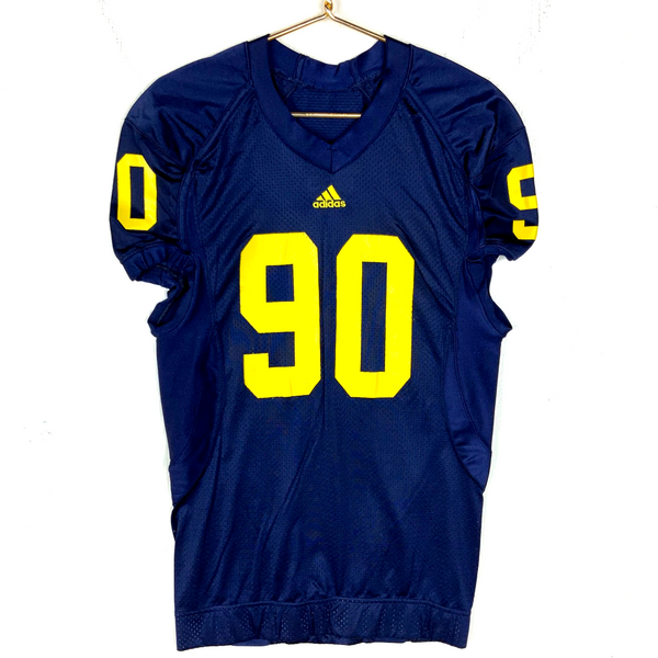 Vintage Michigan Wolverines Game Jersey Size 44 Adidas #90 Blue Ncaa Game Cut