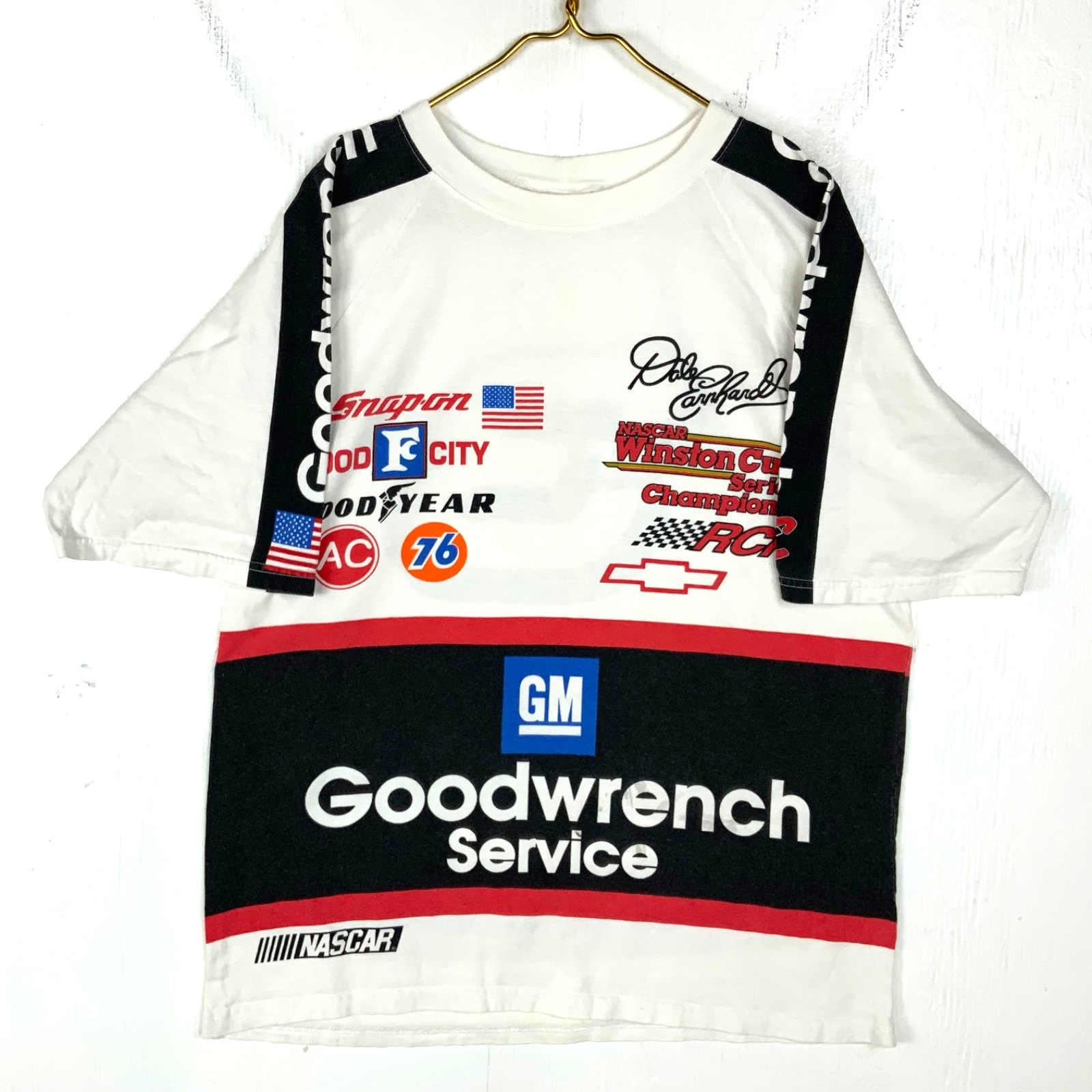 Vintage Nascar T-Shirt XL White Goodwrench Winston Cup Champ Dale Earnhardt 90s