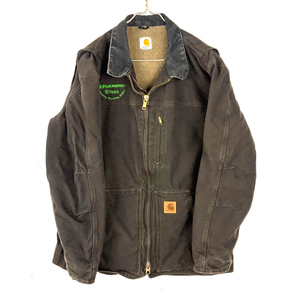Carhartt Sandstone Workwear Jacket Large Brown Sherpa Lined Full Zip