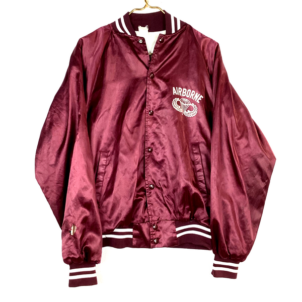 Vintage Us Air Force Airborne Satin Bomber Jacket Size Medium Red Made In Usa