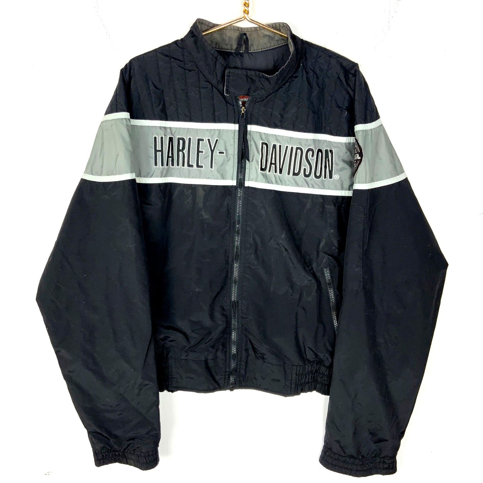 Vintage Harley Davidson Windbreaker Jacket 2XL Black Full Zip 90s