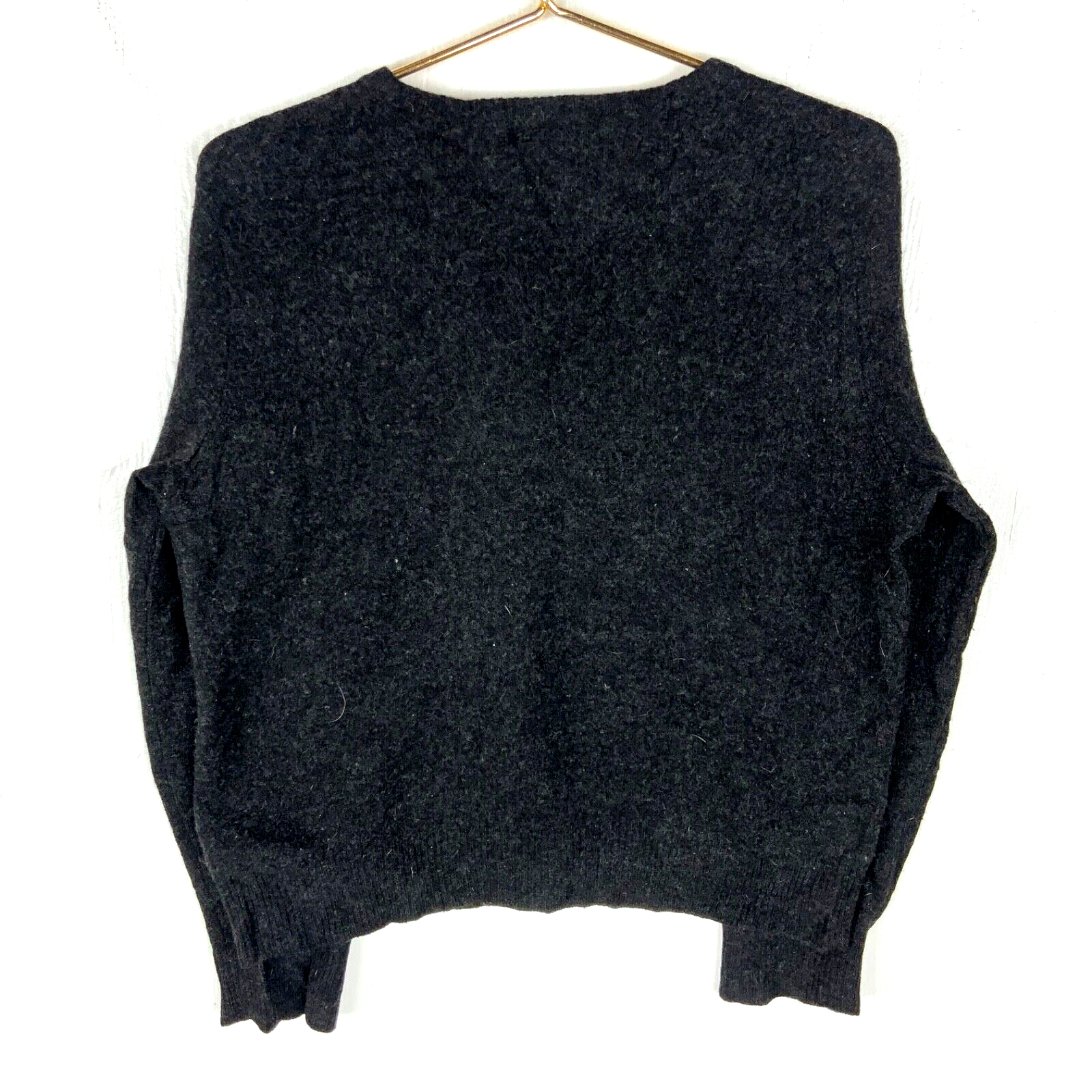Vintage Polo Ralph Lauren Knit Wool Sweater Medium Gray V-Neck 90s