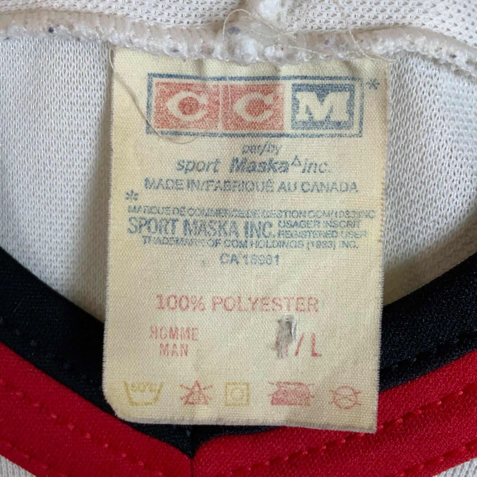 Vintage Chicago Blackhawks Ccm Jersey Large White Made In Canada Nhl Hockey