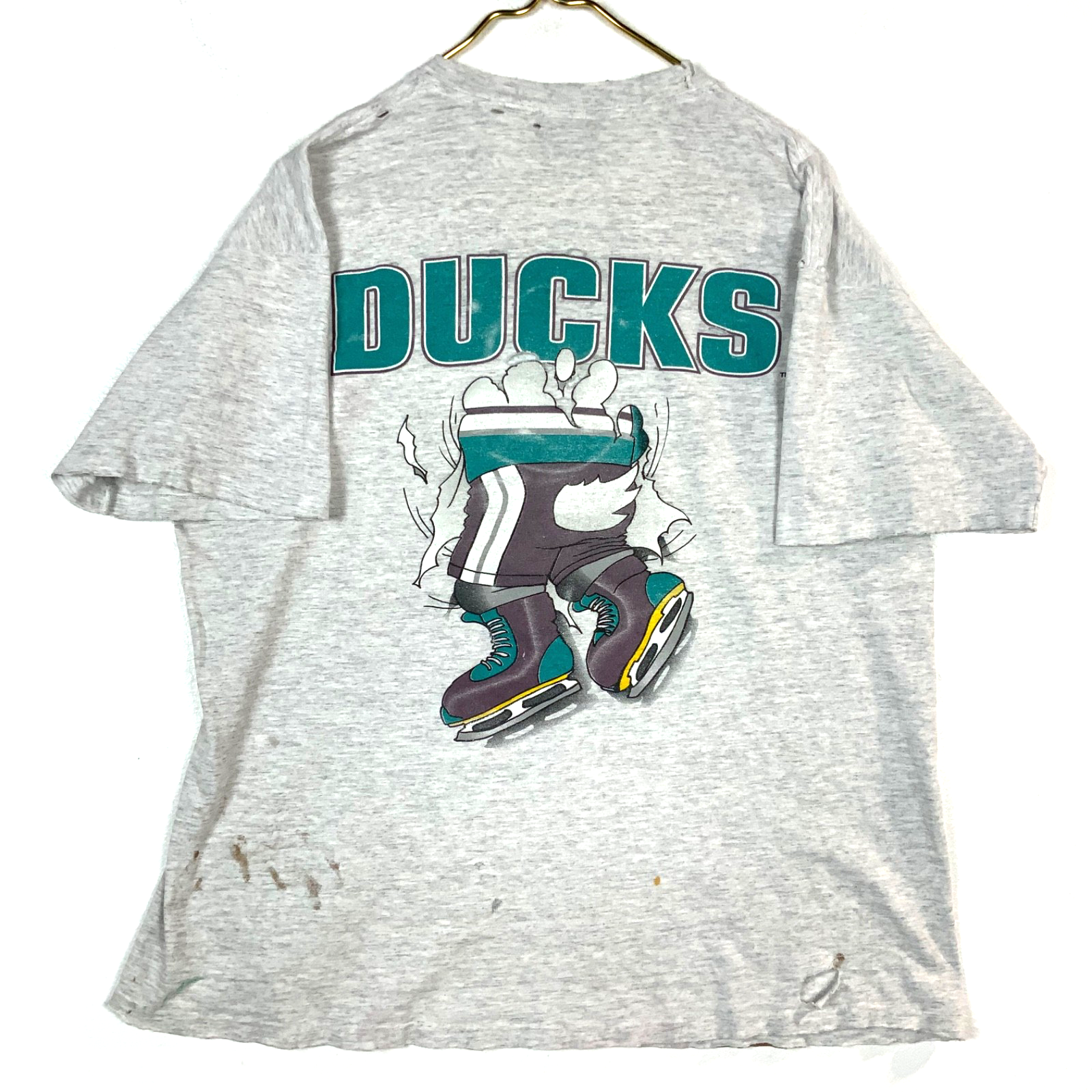Vintage Anaheim Mighty Ducks Nutmeg T-Shirt Large Made Usa Nhl Breakthrough 90s