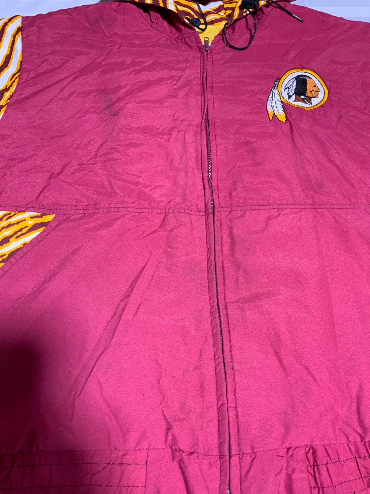 Vintage Washington Redskins Jacket Large Full Zip Puffer Nfl Zubaz Chalk Line