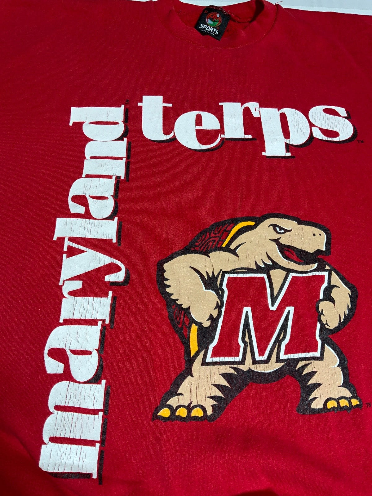 Vintage Maryland Terrapins Sweatshirt XL Red Made in Usa Ncaa 90s