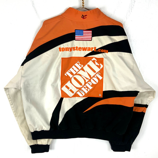 Vintage Nascar Bomber Jacket 3XL White Full Zip Tony Stewart Home Depot