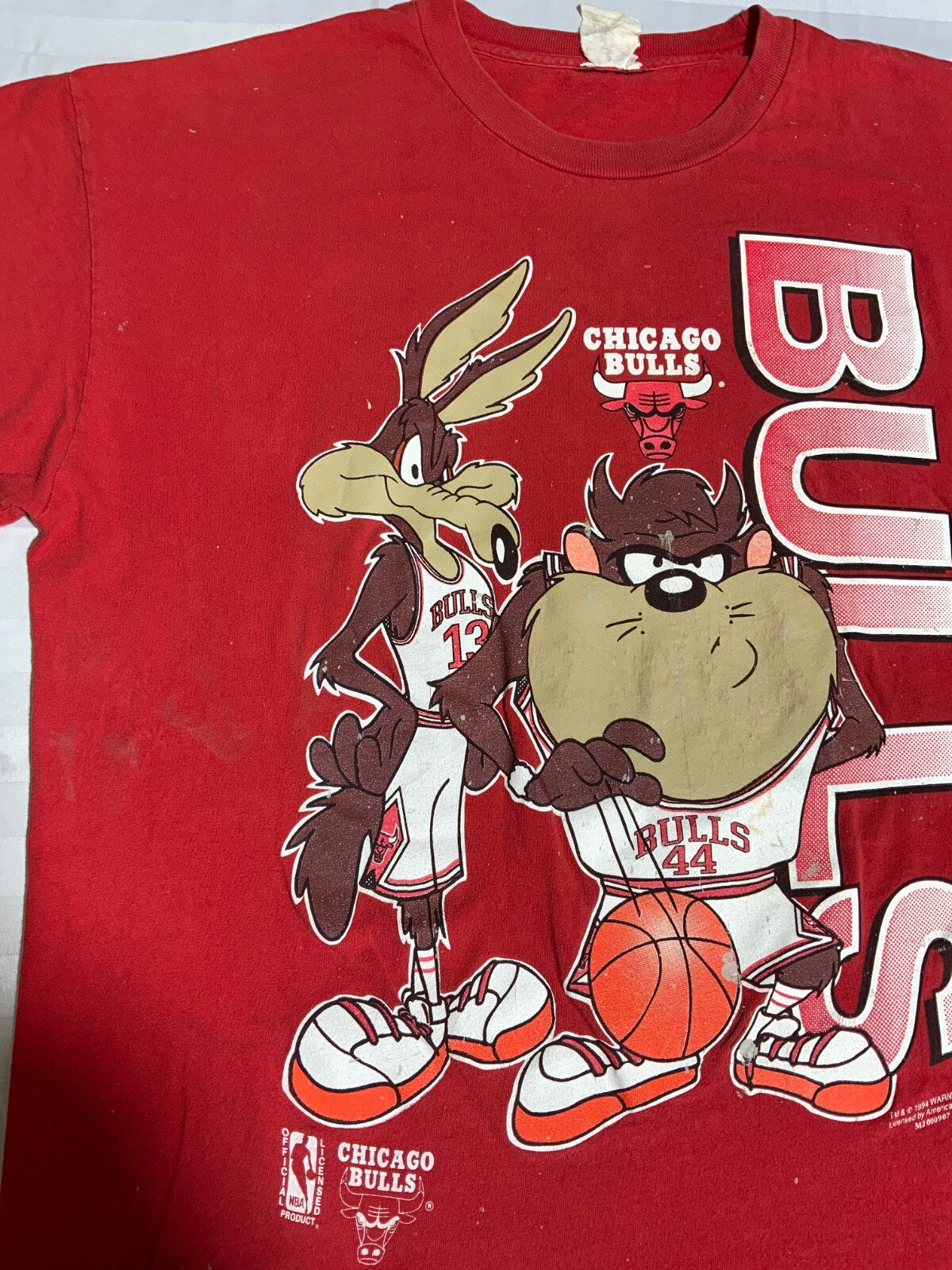 Vintage Chicago Bulls Looney Tunes T-shirt 2XL Nba 1994 Taz Wile E Coyote 1990s