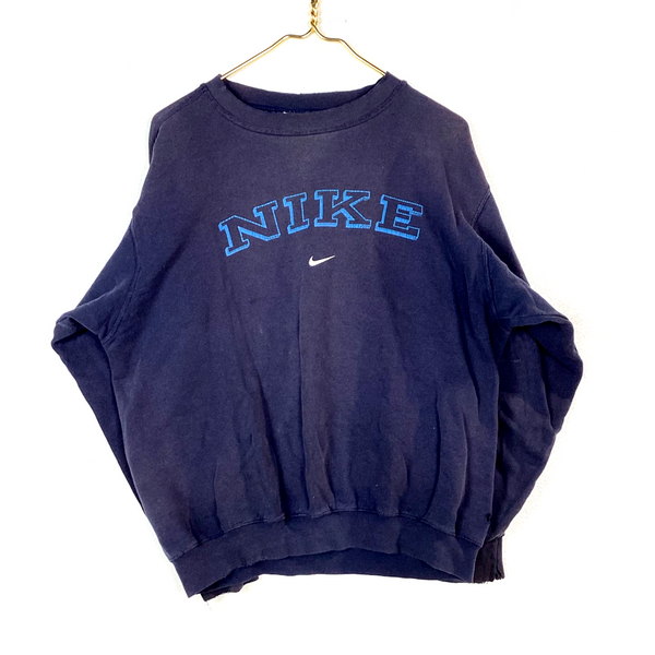 Vintage Nike Spellout Sweatshirt Crewneck Size Large Blue Swoosh 90s
