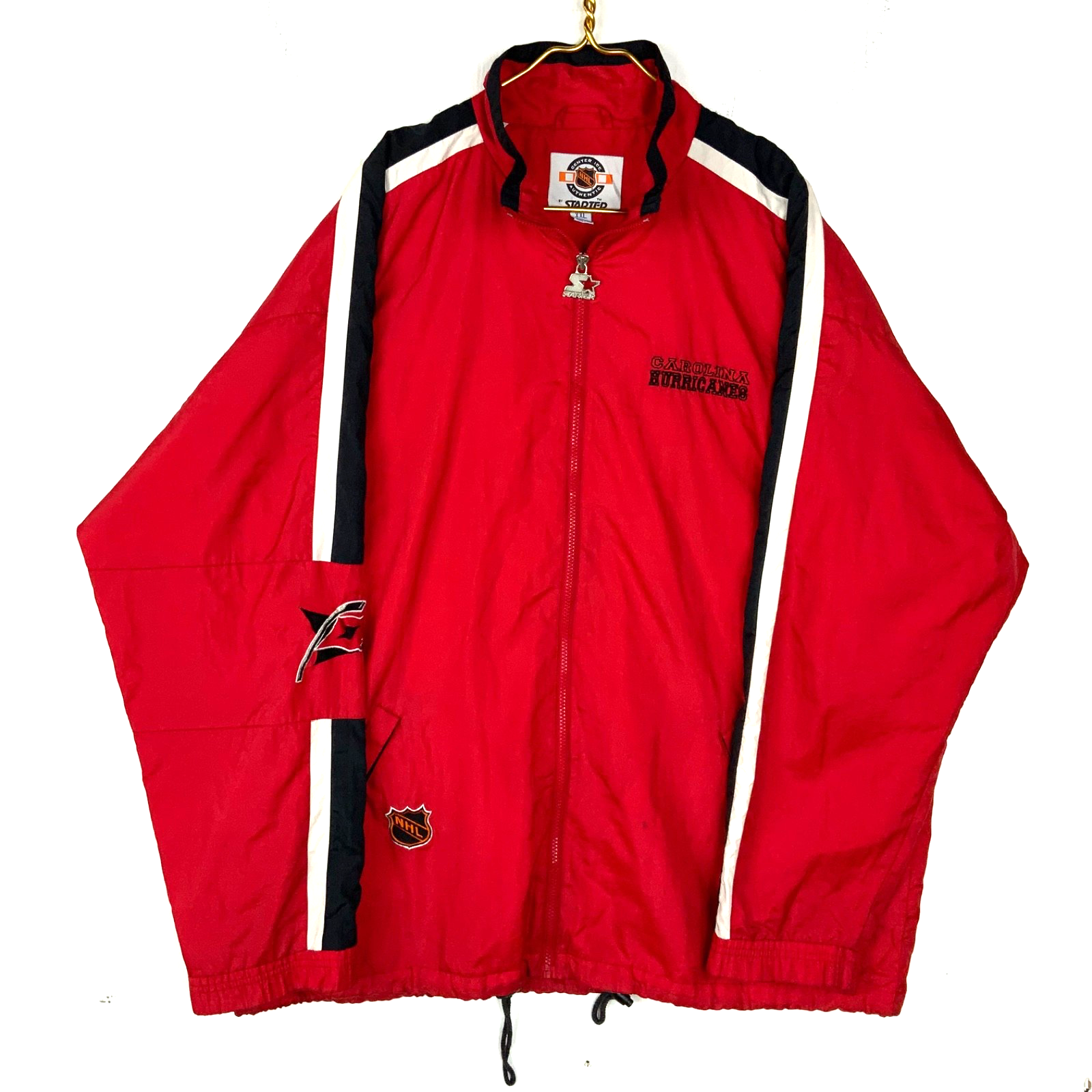 Vintage Carolina Hurricanes Starter Jacket 2XL Windbreaker Full Zip Lined Nhl