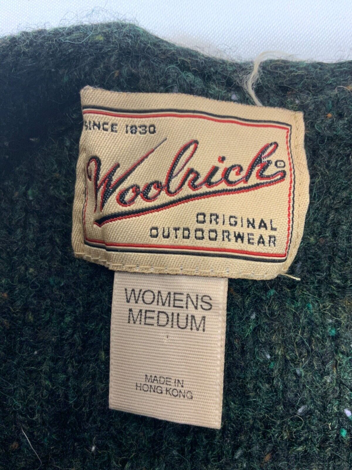 Vintage Woolrich Knit Wool Cardigan Sweater Women’s Medium Green Crewneck 90s