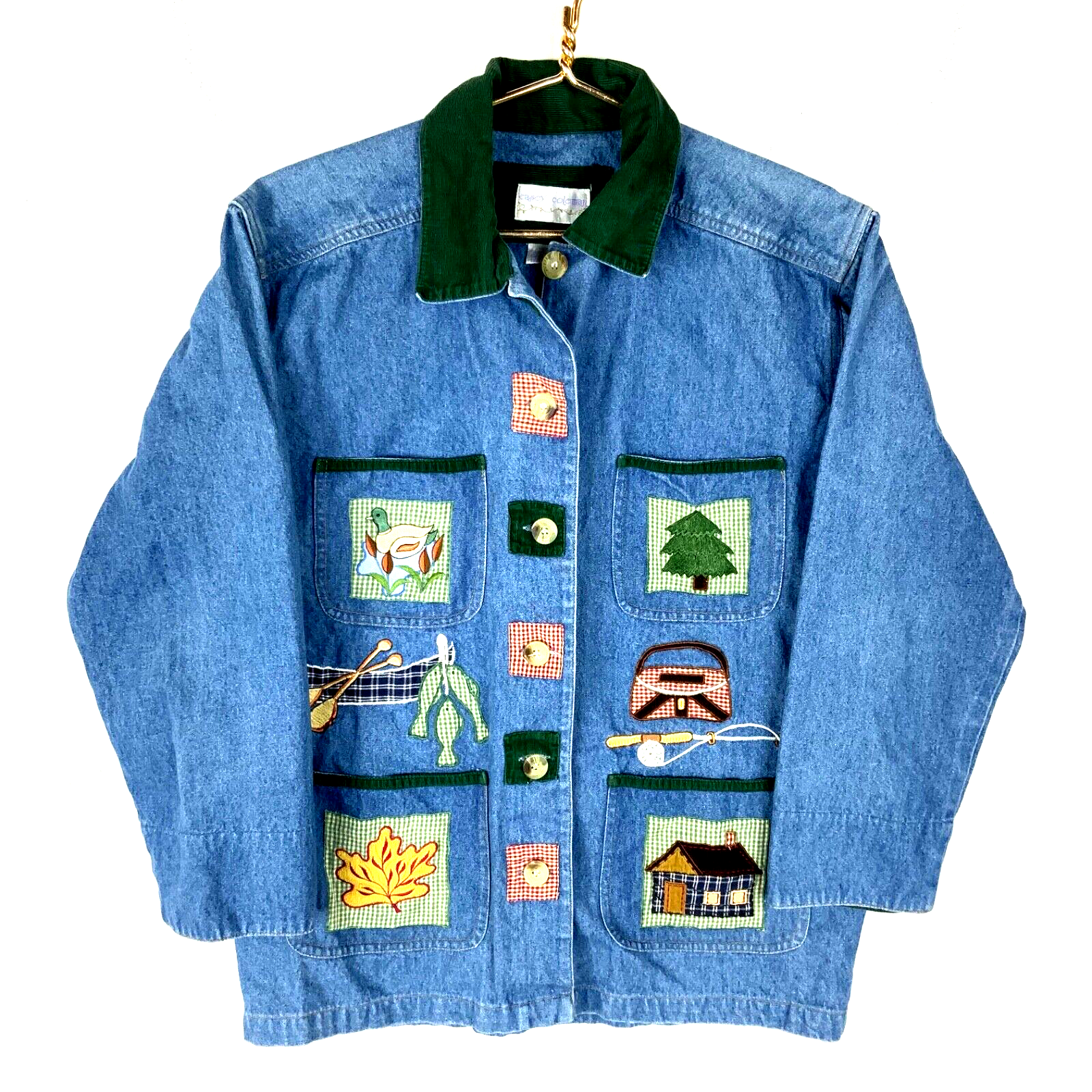 Vintage Casey Coleman Women's Denim Jean Jacket Small Blue Embroidered 90s