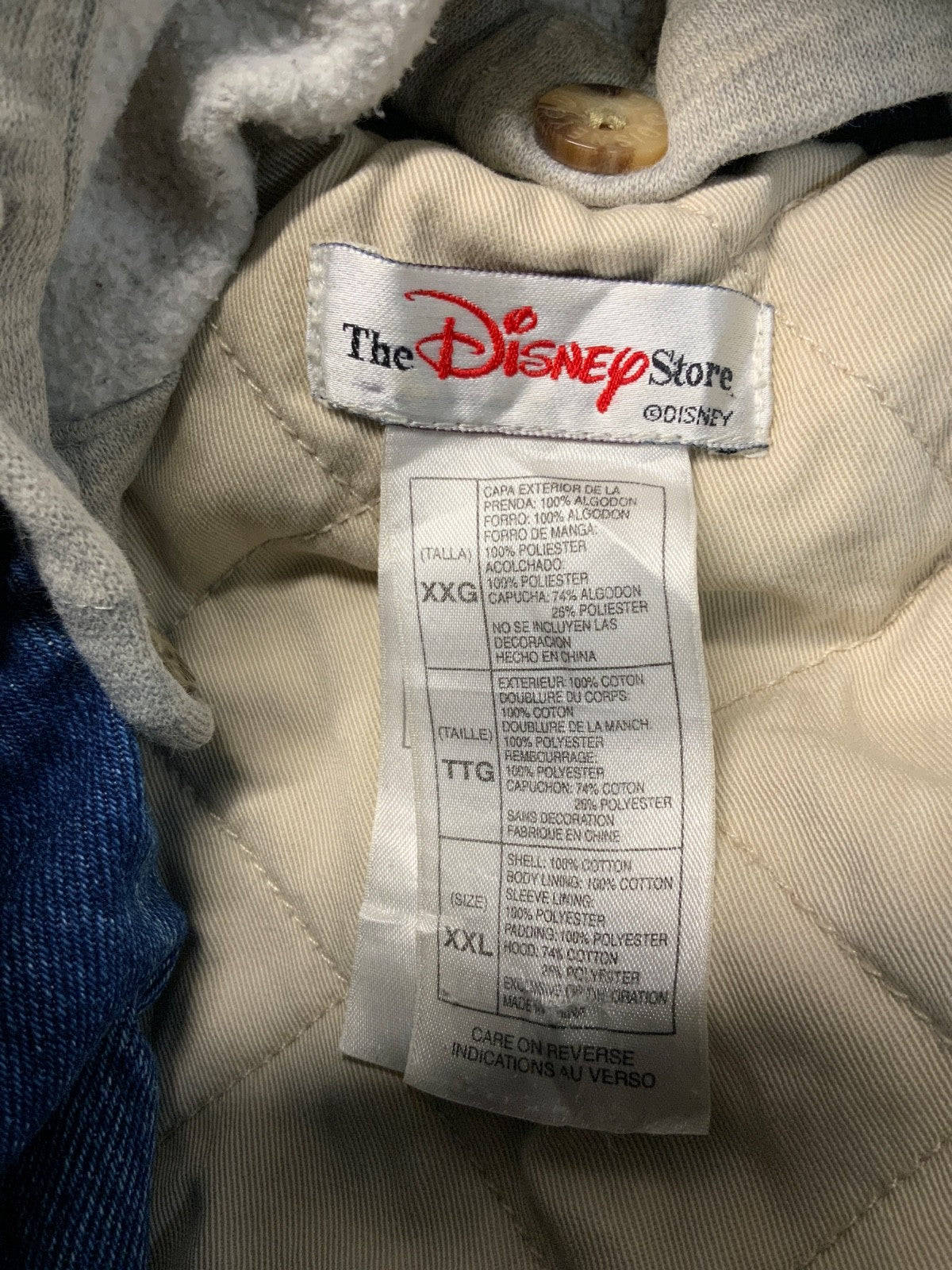 Vintage Eeyore Disney Denim Jean Jacket 2XL Blue Medium Wash Snap Button