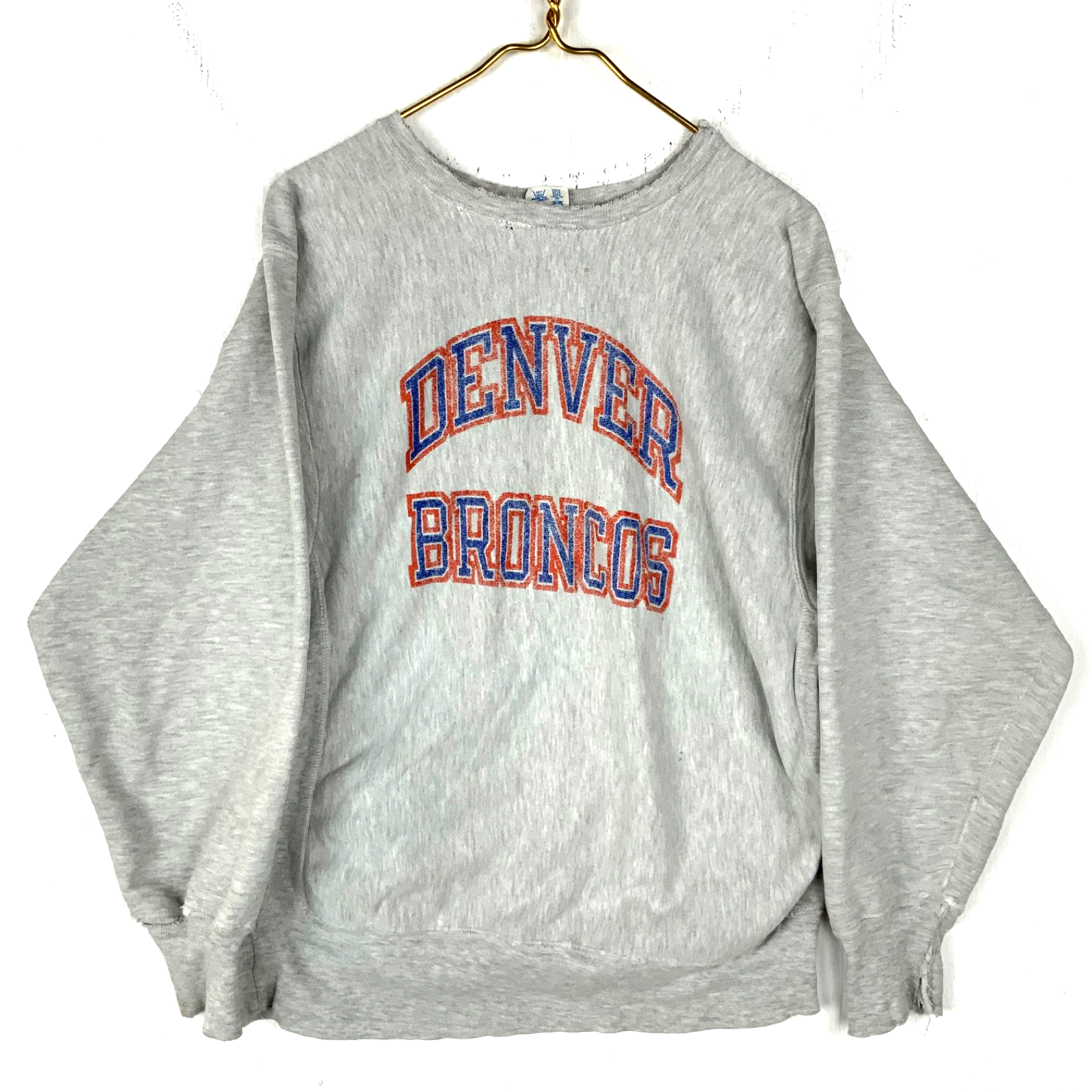 Vintage Denver Broncos Sweatshirt XL Gray Champion Reverse Weave Warmup Nfl 80s