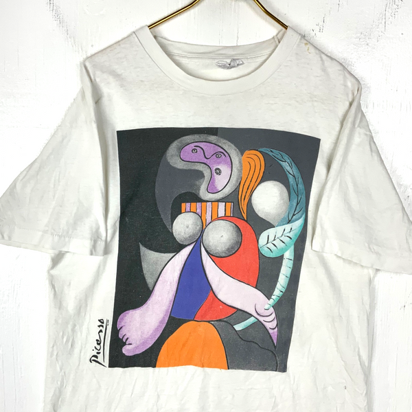 Vintage Pablo Picasso Art T-Shirt Large White Made Usa 1988 Single Stitch 80s