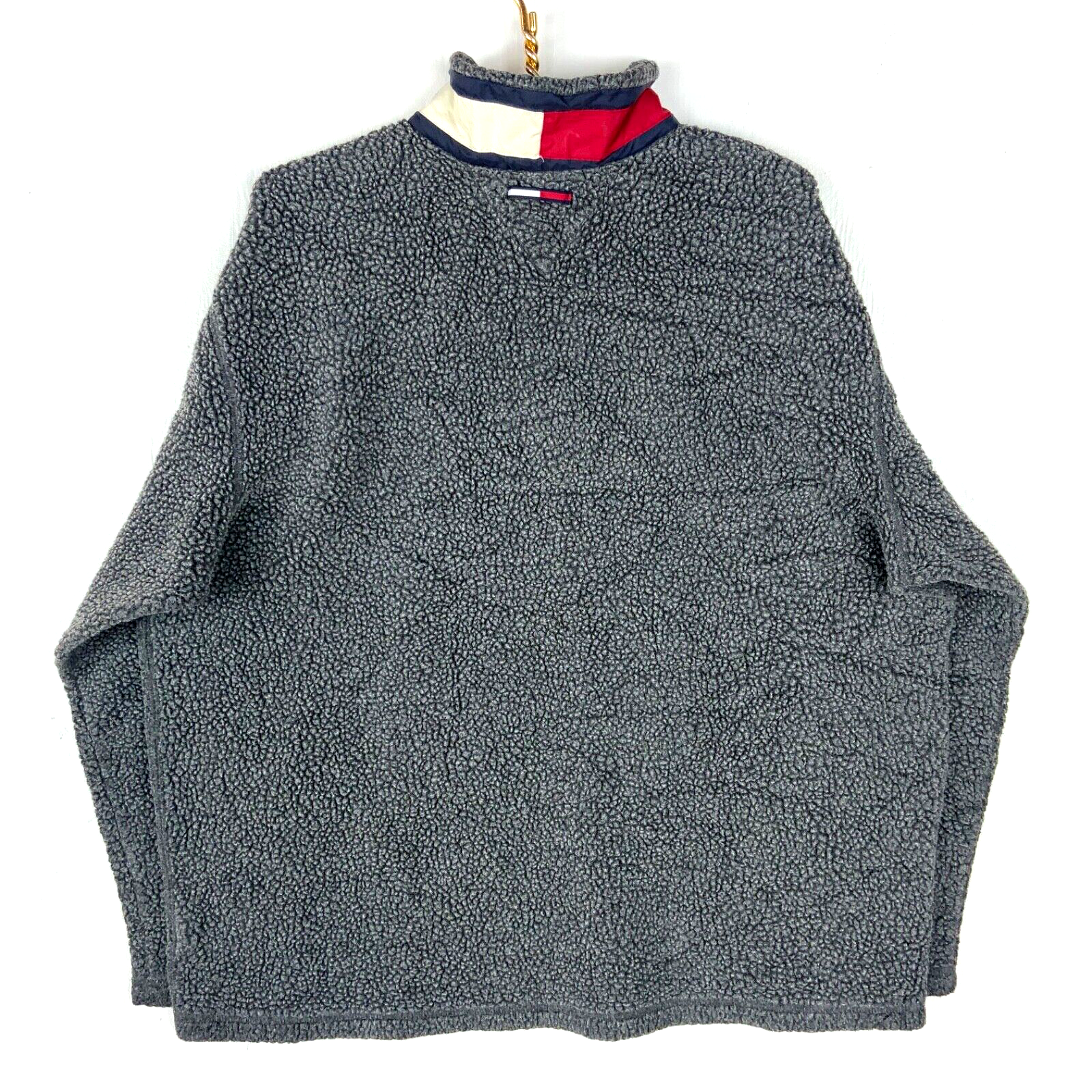 Vintage Tommy Jeans Fleece Sweater Jacket Extra Large Gray 1/4 Zip
