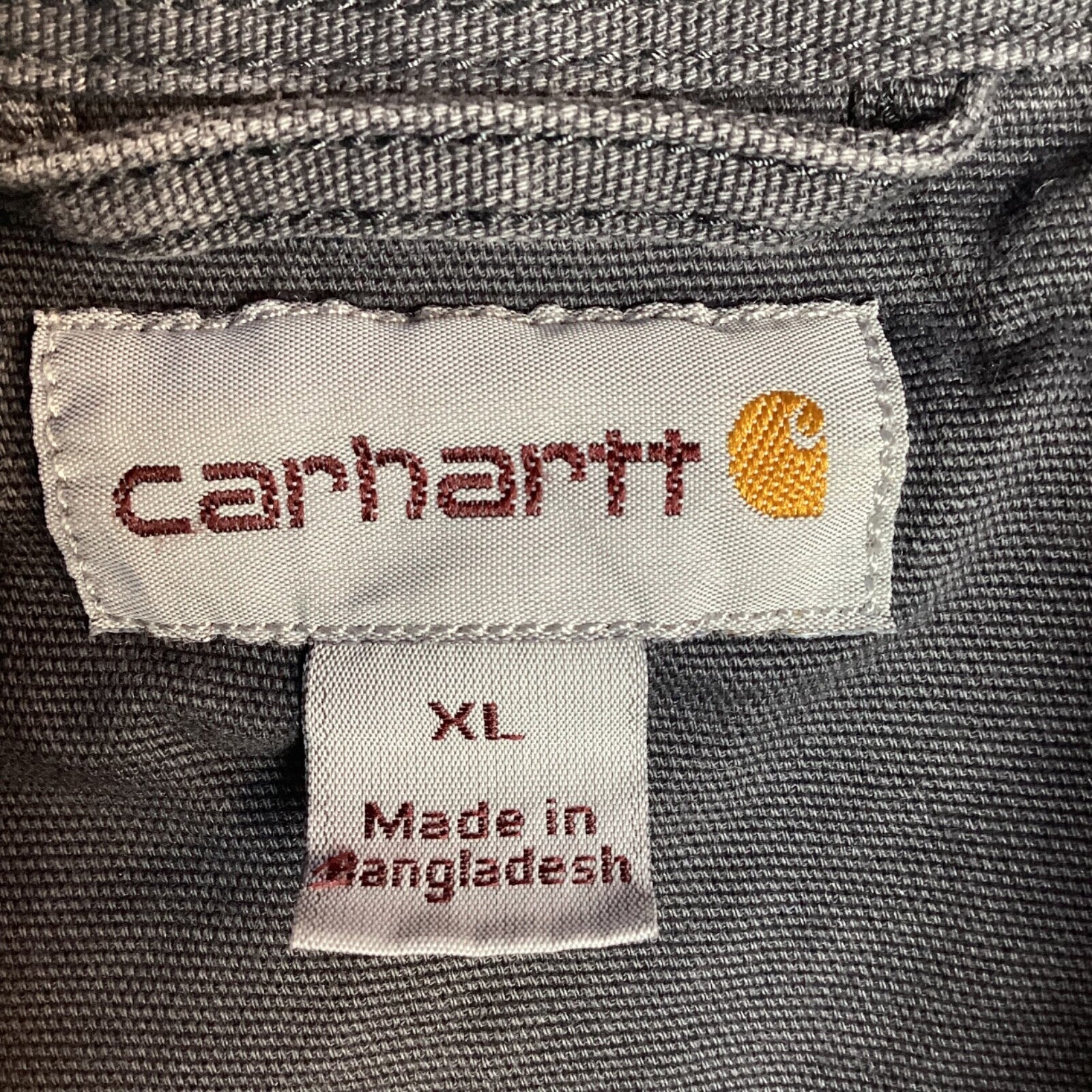 Vintage Carhartt Canvas Shirt Jacket Size XL Gray Snap Button Long Sleeve