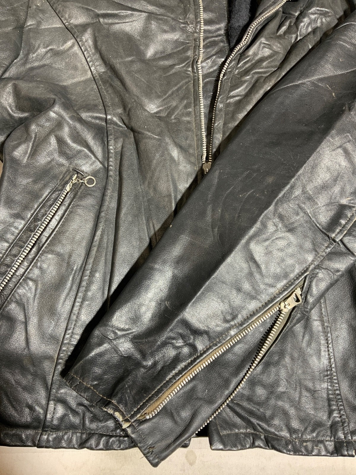 Vintage Excelled Leather Cafe Racer Jacket Small Full Zip Lined Made Usa 80s